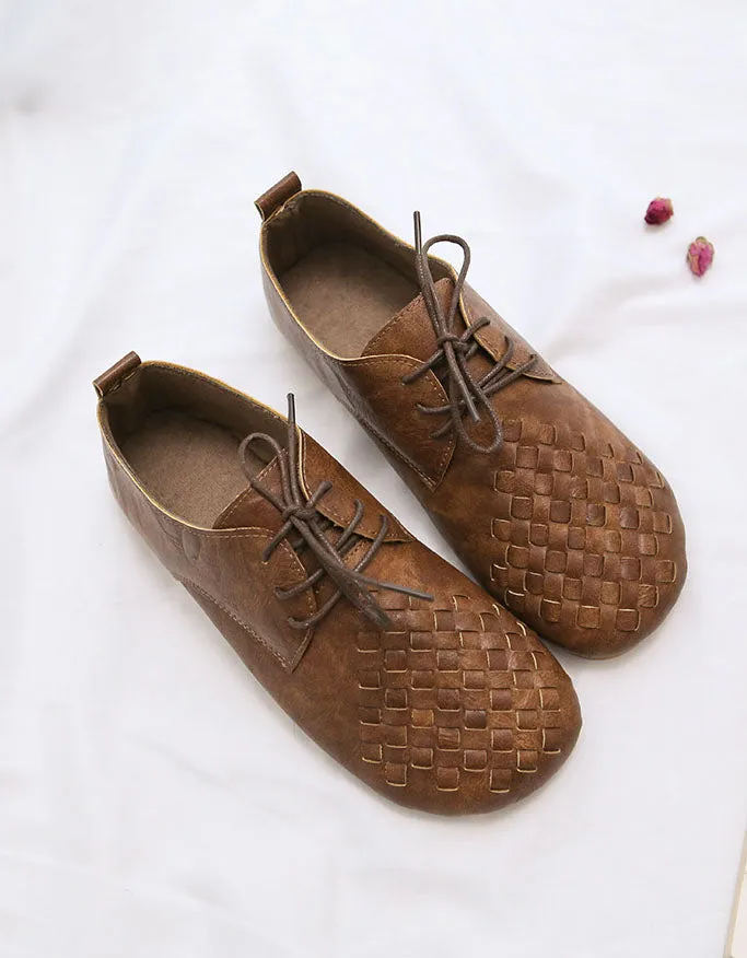 Leather Woven Light-weight Comfortable Spring Flats