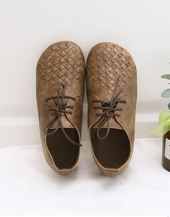 Leather Woven Light-weight Comfortable Spring Flats