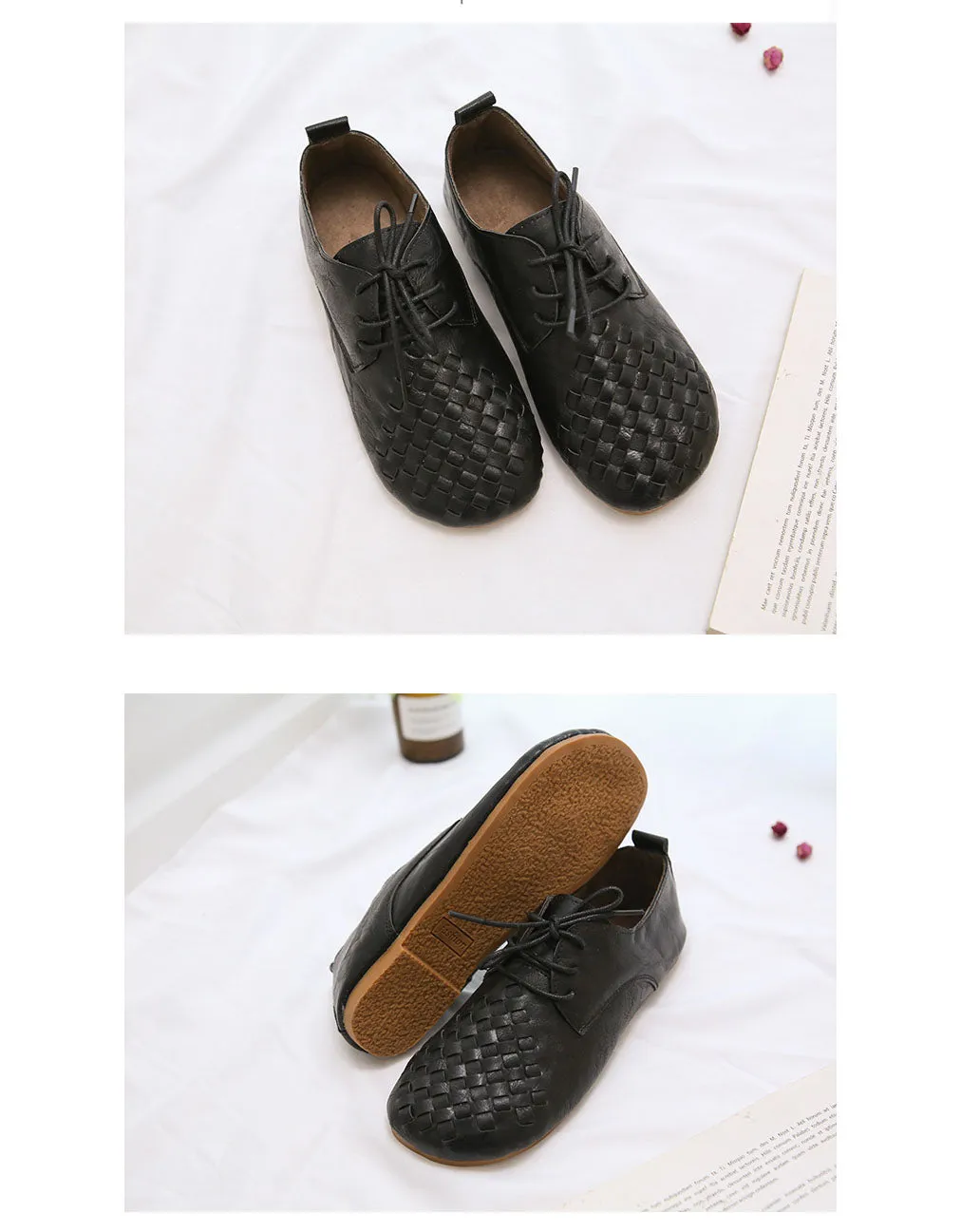 Leather Woven Light-weight Comfortable Spring Flats