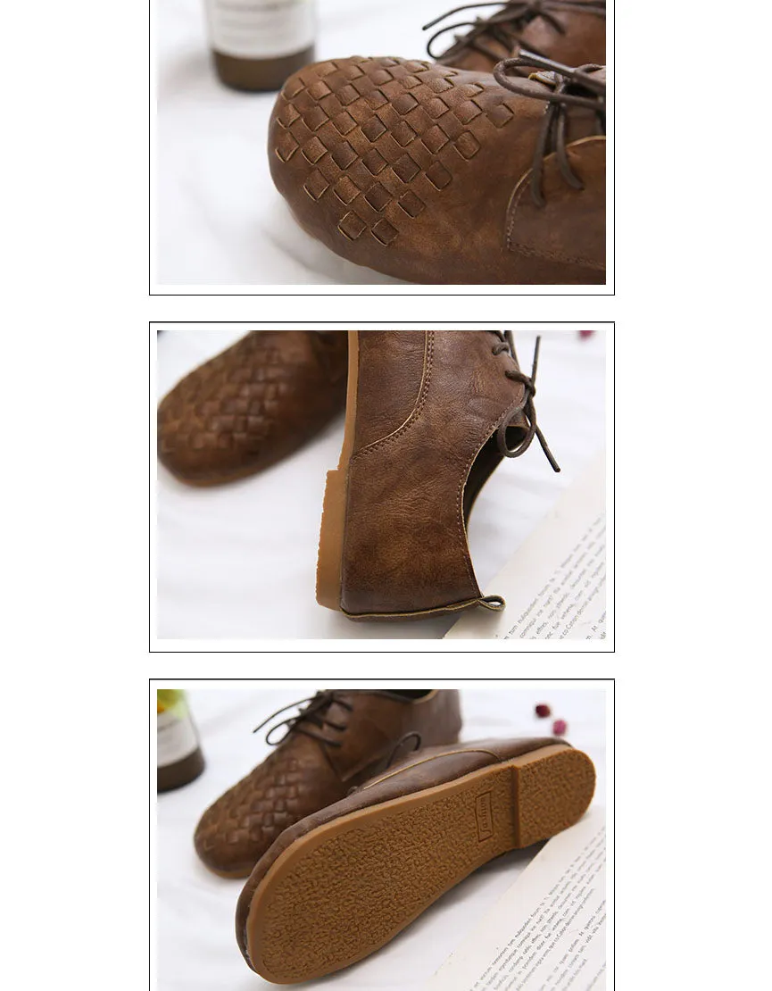 Leather Woven Light-weight Comfortable Spring Flats