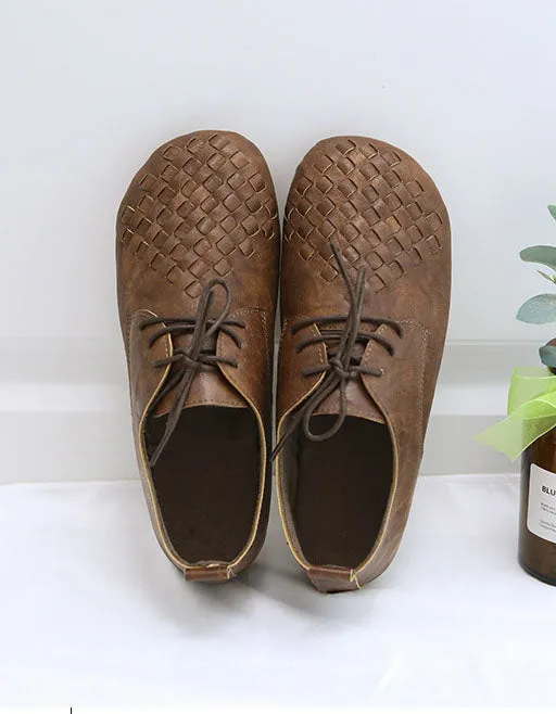 Leather Woven Light-weight Comfortable Spring Flats