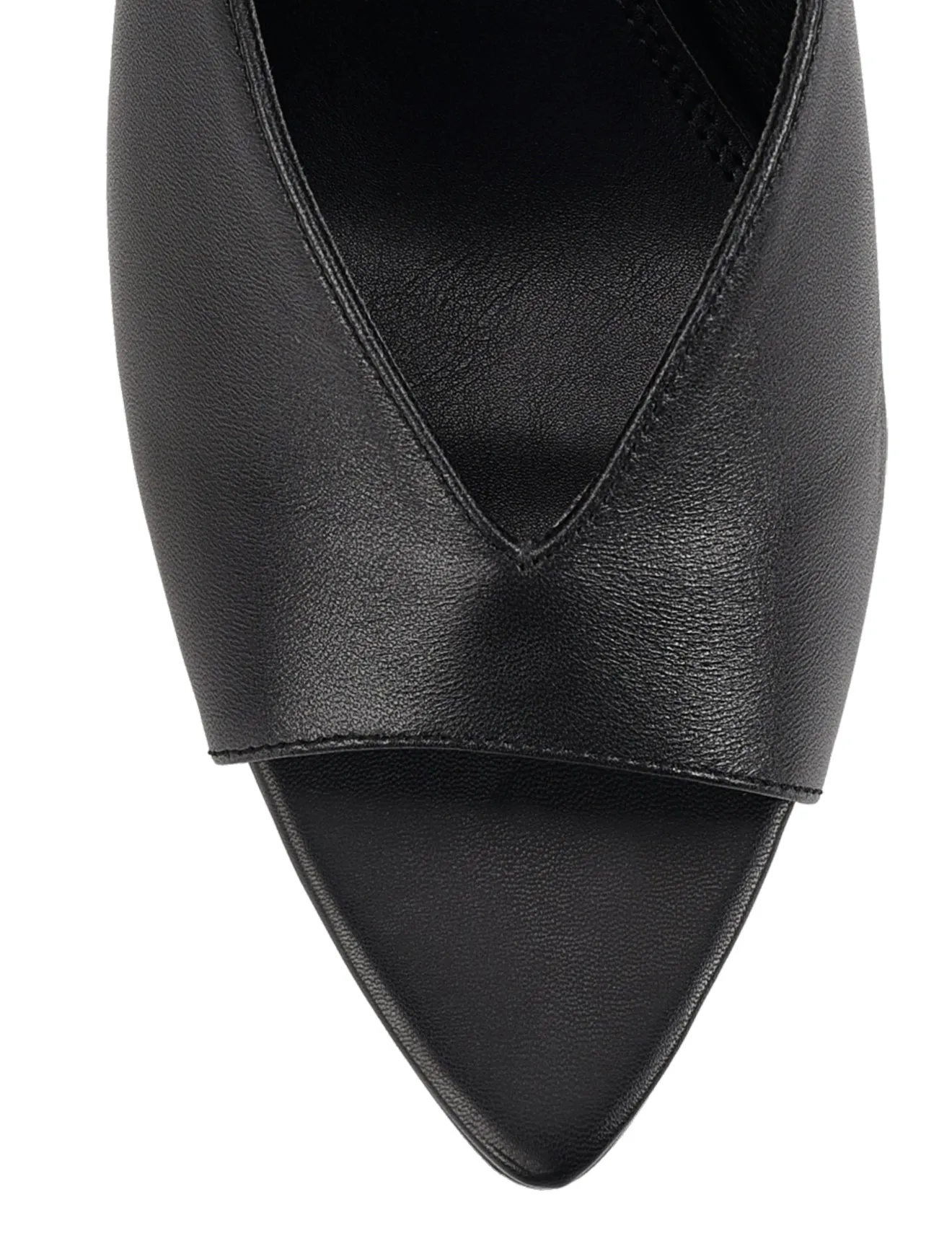 Mabel Point Toe Mules - Black Leather