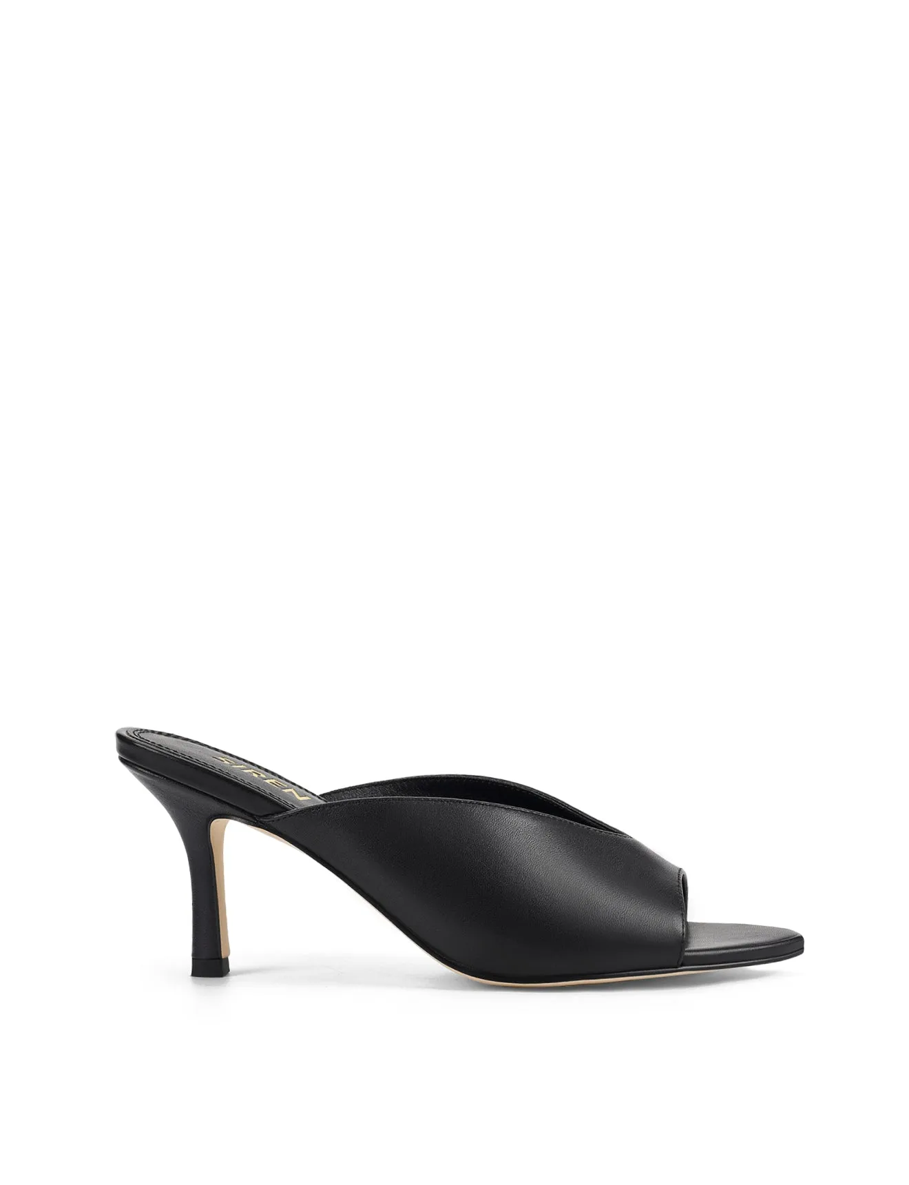 Mabel Point Toe Mules - Black Leather