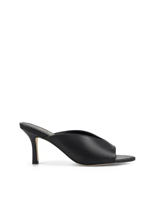 Mabel Point Toe Mules - Black Leather