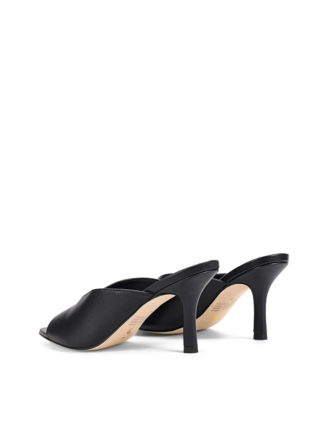 Mabel Point Toe Mules - Black Leather