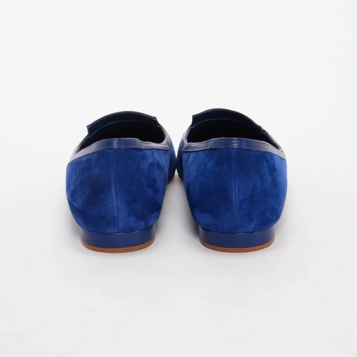 Manolo Blahnik Blue Suede Hoggy Flats 39.5
