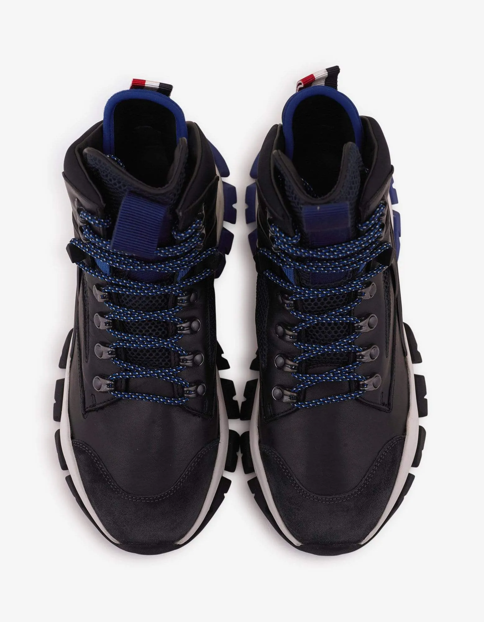 Moncler Tristan Black Leather & Mesh High Top Trainers
