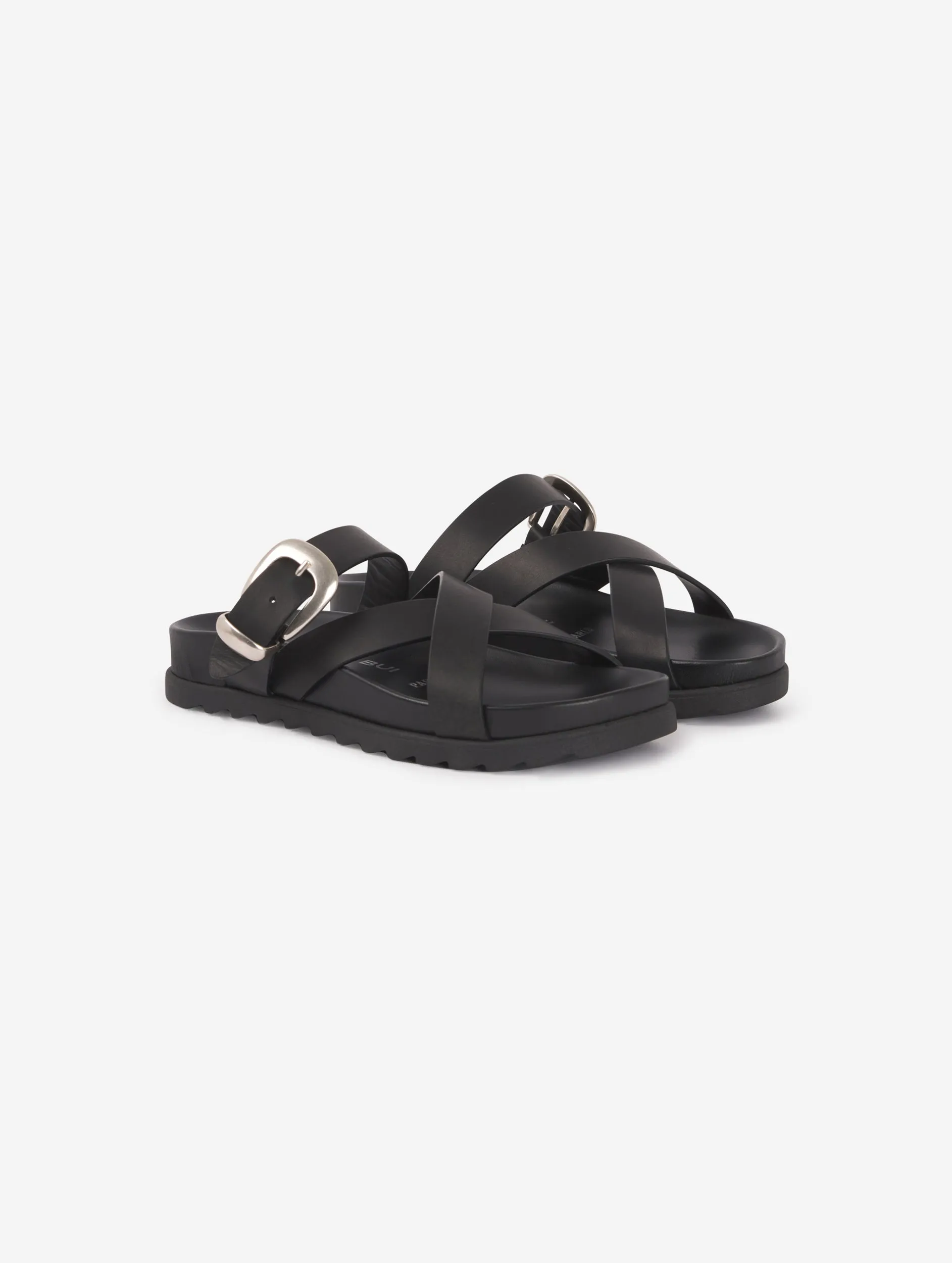 MULES ANATOMIQUES EN CUIR NOIR