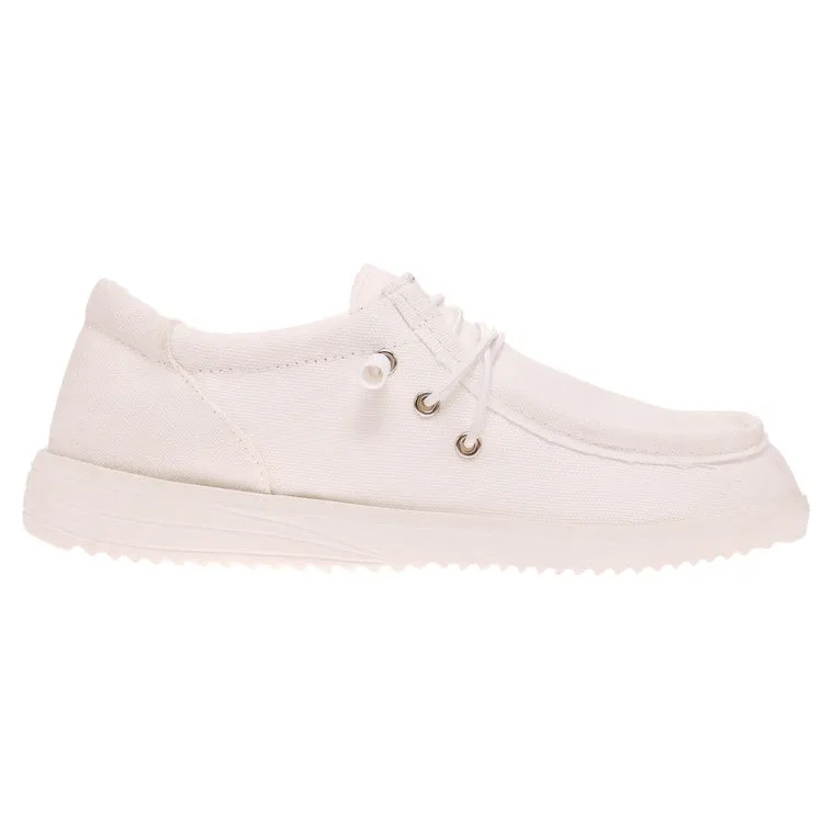 Outwoods White Flat Sneakers with Laces