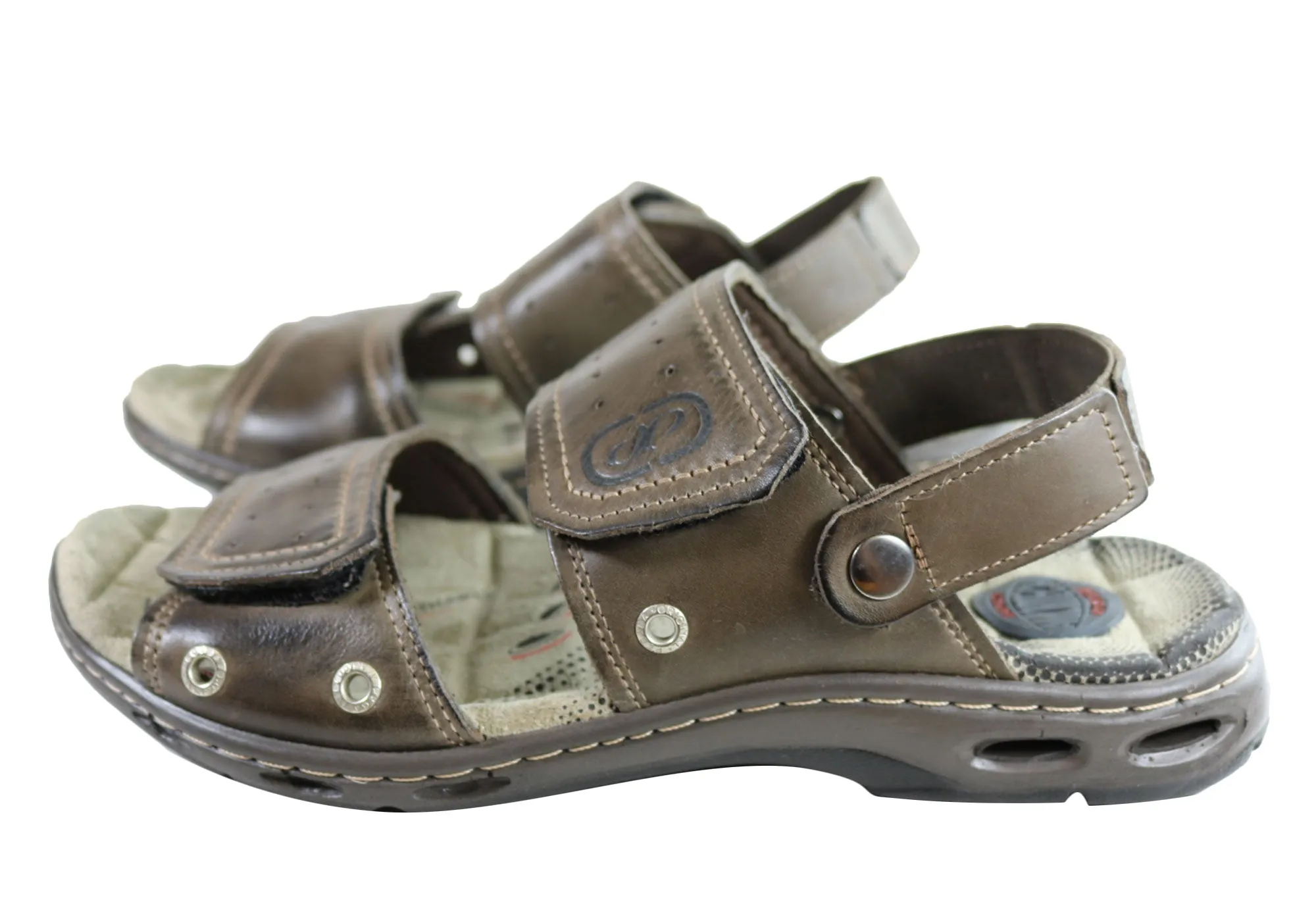 Pegada Jensen Mens Leather Comfort Cushioned Sandals Made In Brazil