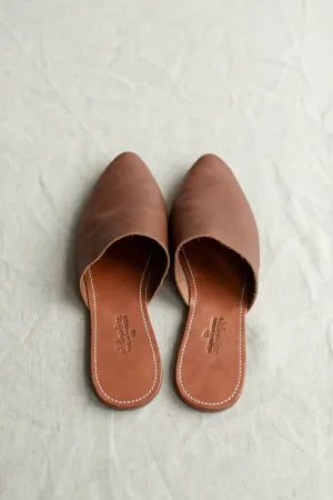 'Providence' Handmade Leather Mules in Deep Brown