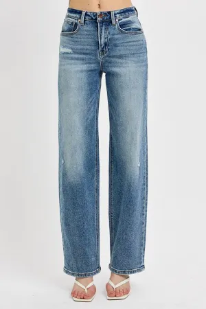 RISEN Full Size Distressed Wide Leg Jeans Plus Size