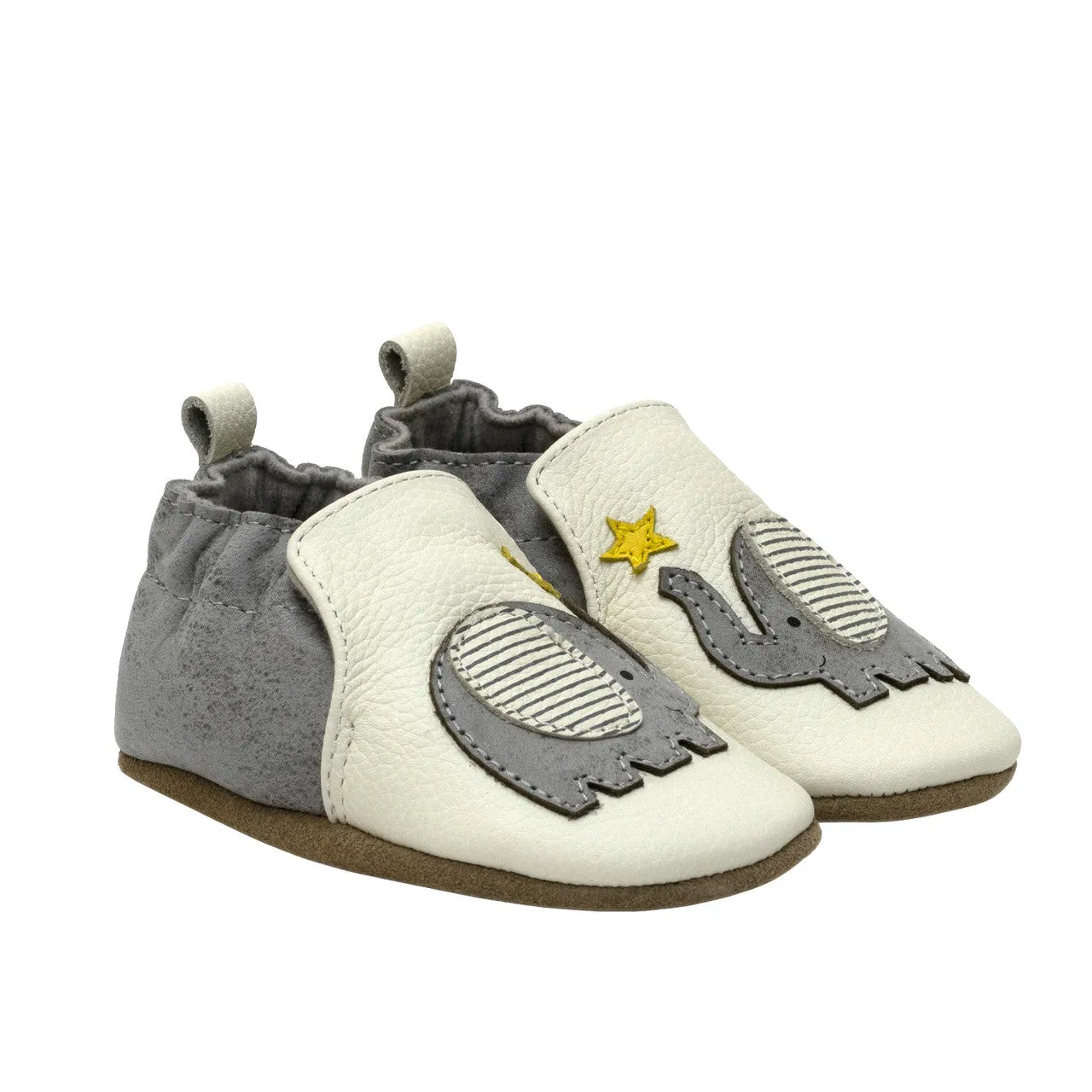 Robeez Elephant Stars | Ivory Infant Soft Sole Bootie