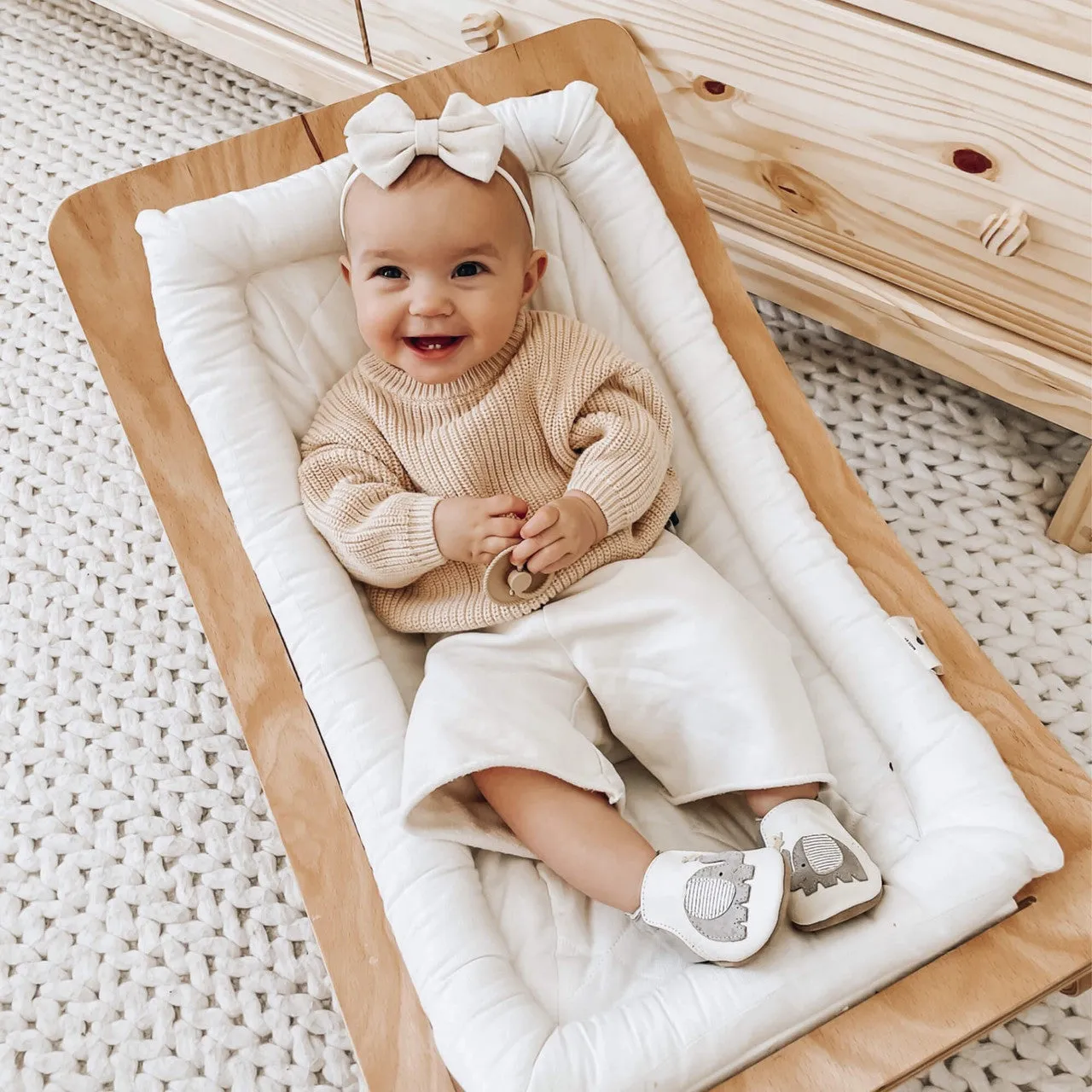 Robeez Elephant Stars | Ivory Infant Soft Sole Bootie