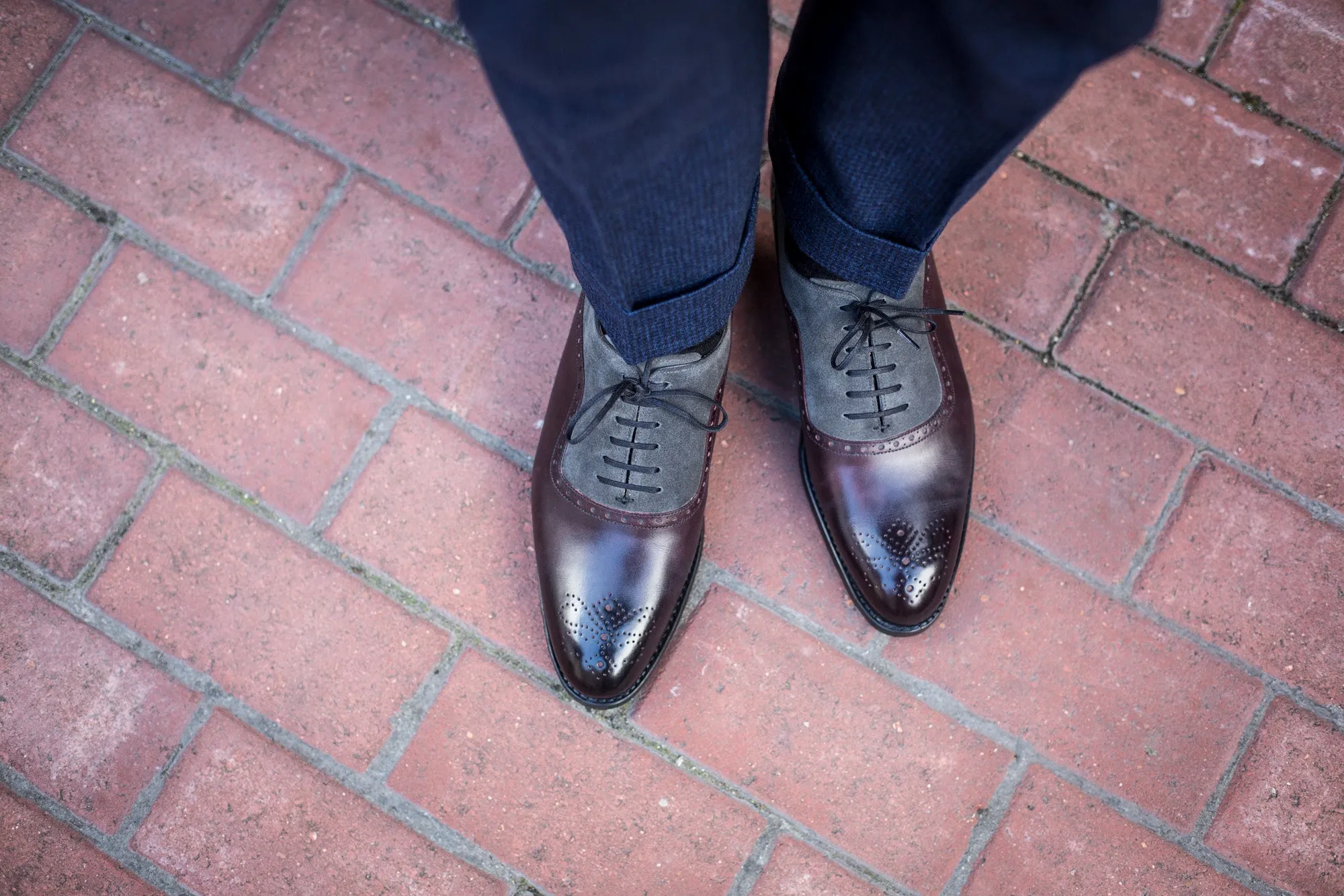 Roosevelt - MTO - Plum Museum / Mid Grey Suede - NGT Last - Single Leather Sole