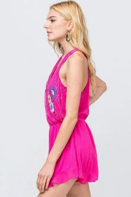 Sleeveless Floral Lace Embroidered Romper by Entro