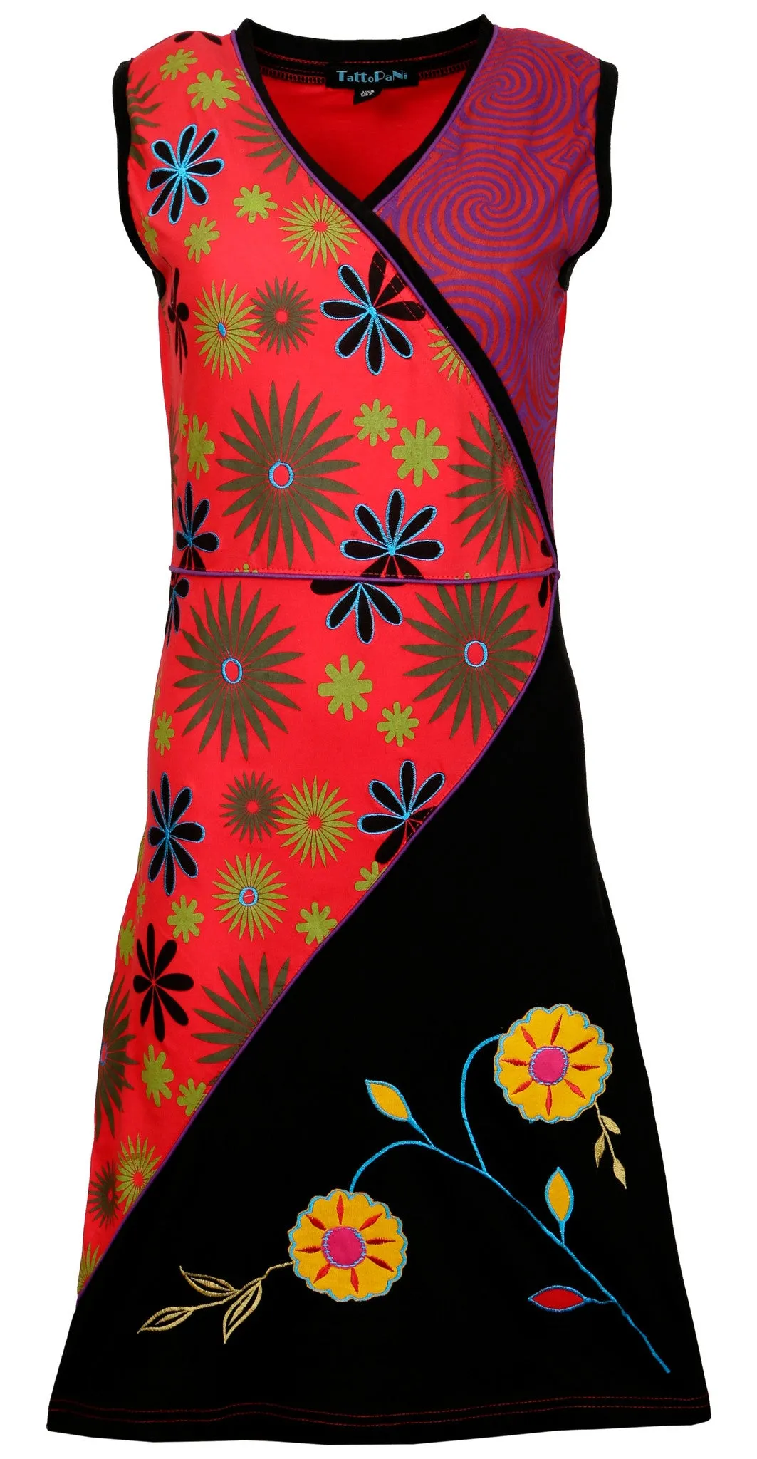 sleeveless-multicolored-dress-with-colorful-flower-prints-and-embroidery