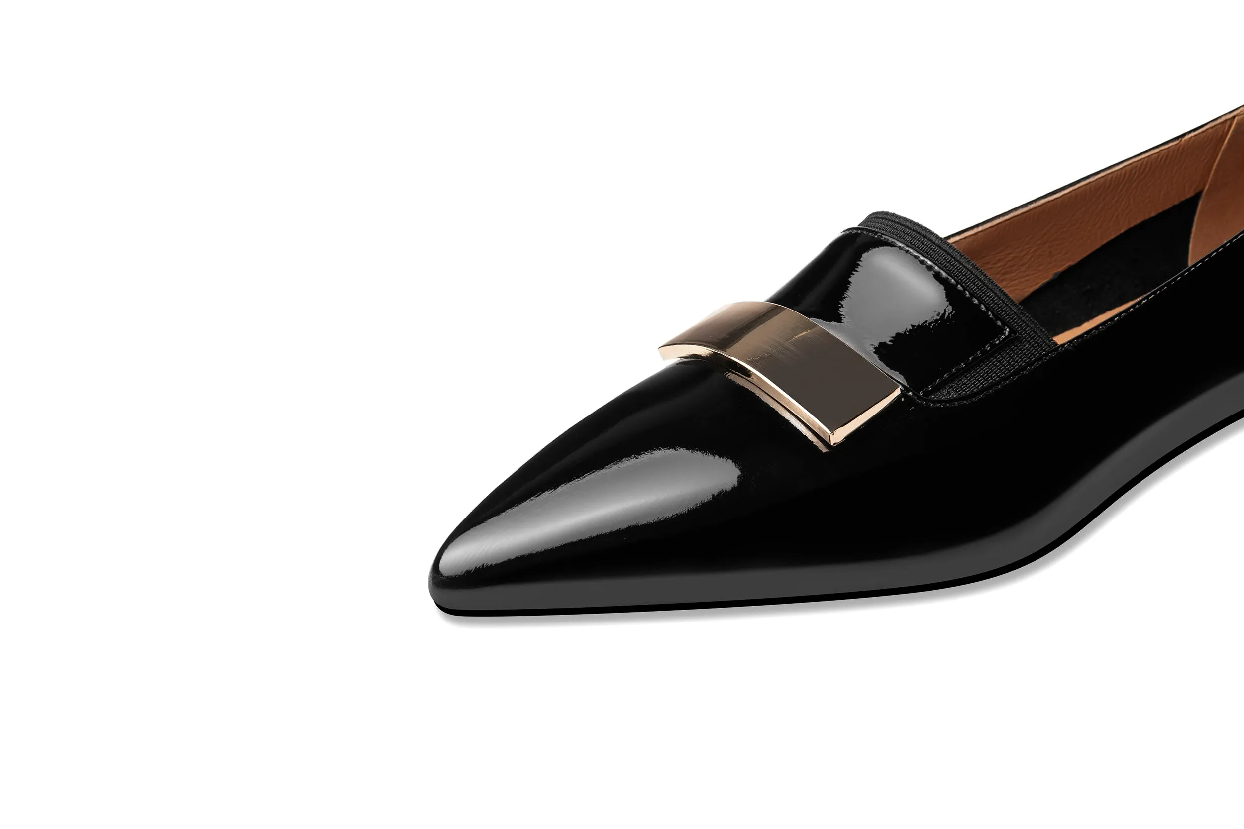 TinaCus Women's Handmade Patent Leather Pointed Toe Slip On Comfortable Shoes