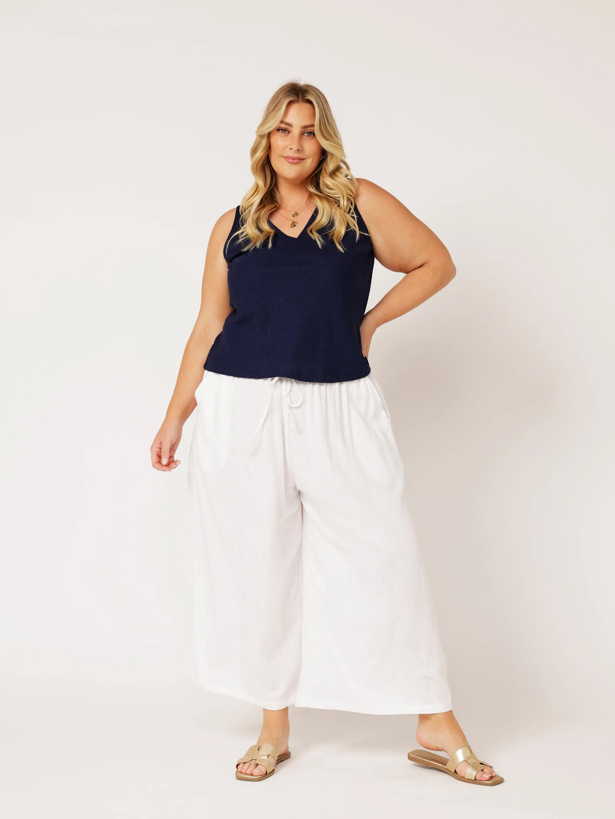 Viv Tank | Navy | Linen Viscose