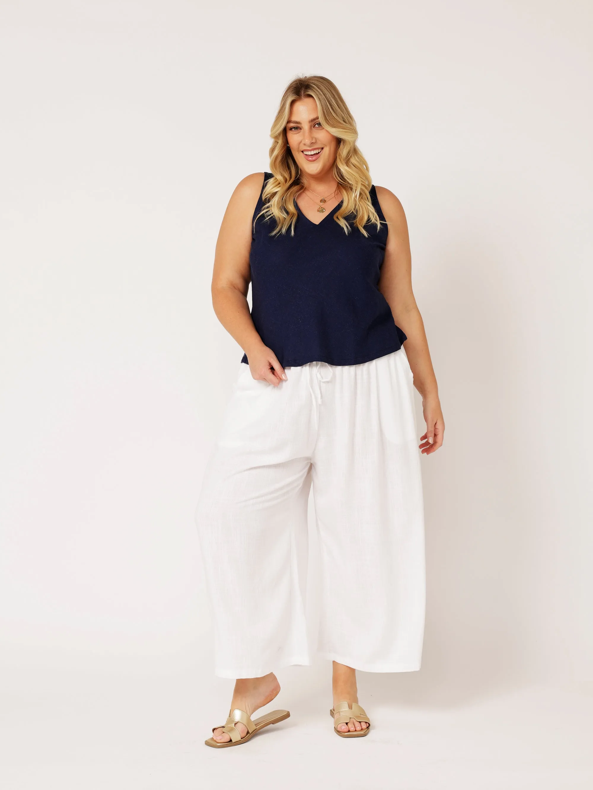 Viv Tank | Navy | Linen Viscose