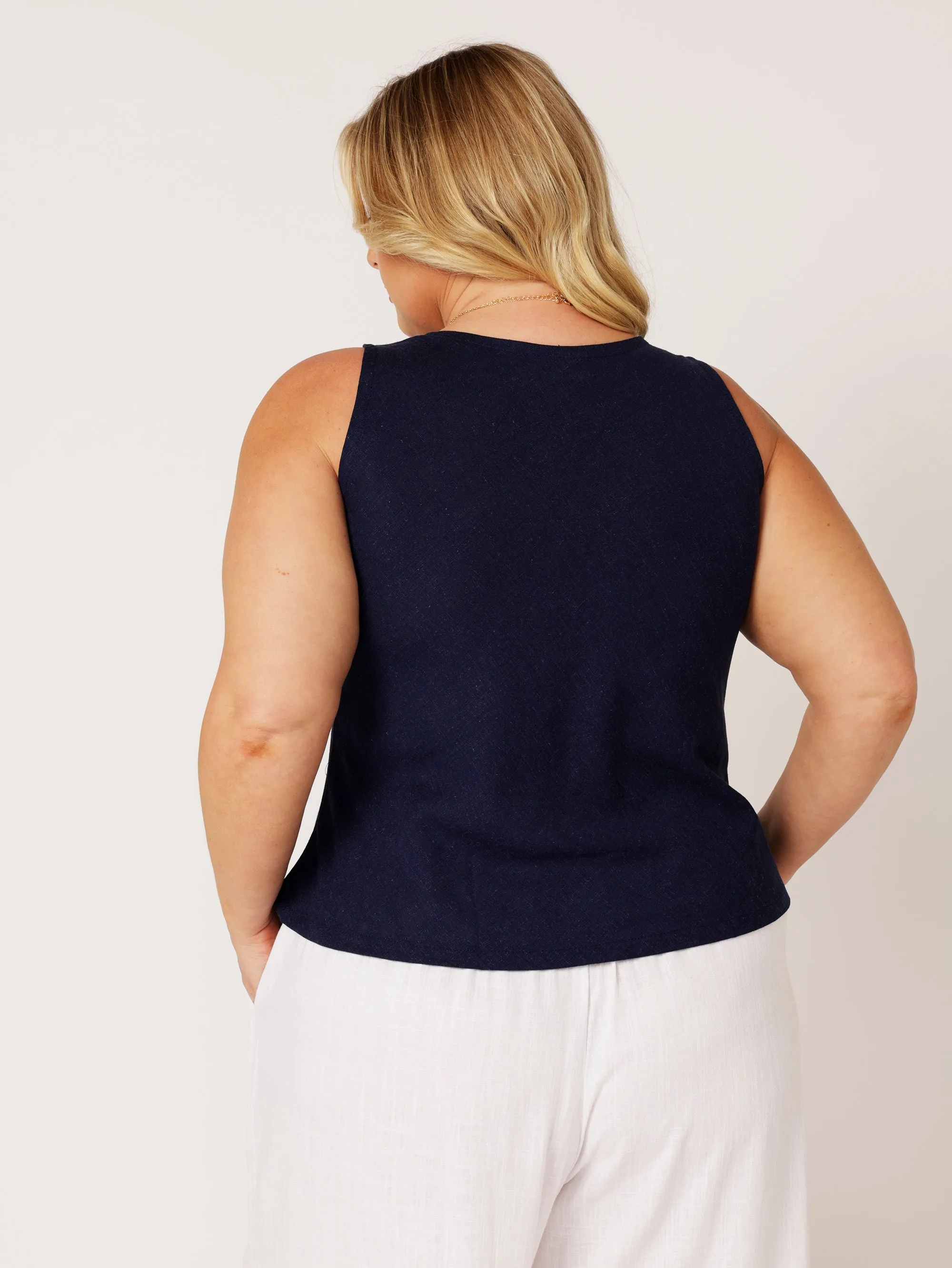Viv Tank | Navy | Linen Viscose