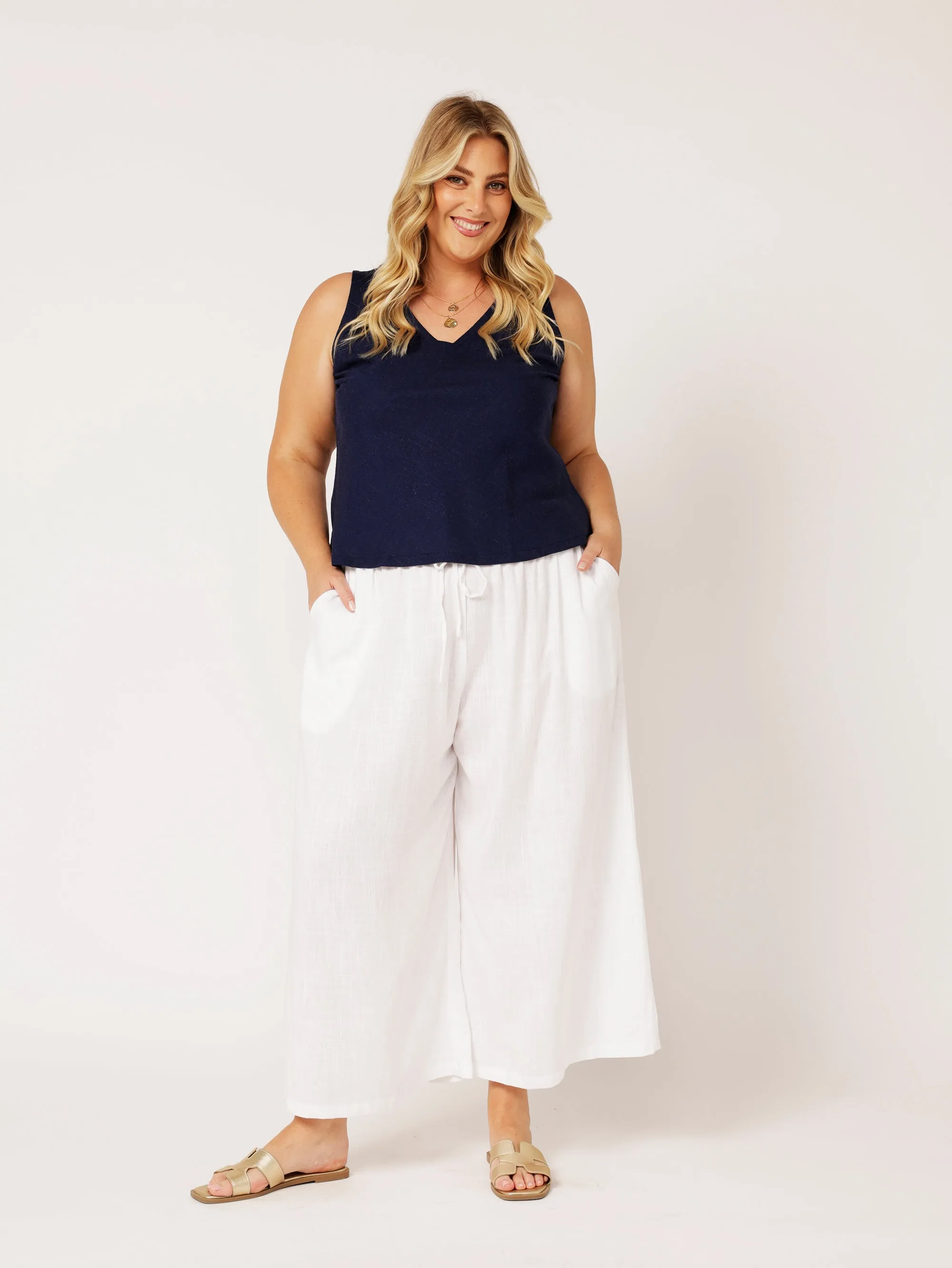 Viv Tank | Navy | Linen Viscose
