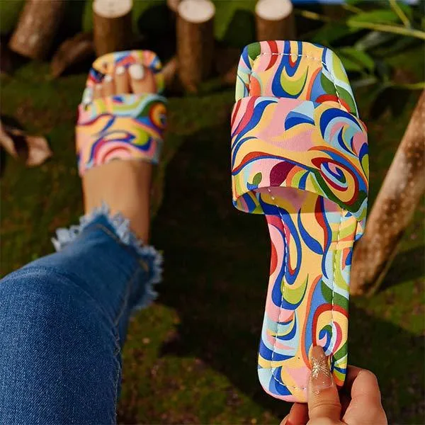 Women's Graffiti Flat One-Strap Sandals 99229461C