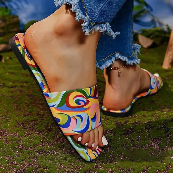 Women's Graffiti Flat One-Strap Sandals 99229461C