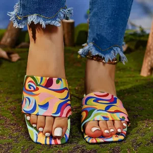 Women's Graffiti Flat One-Strap Sandals 99229461C