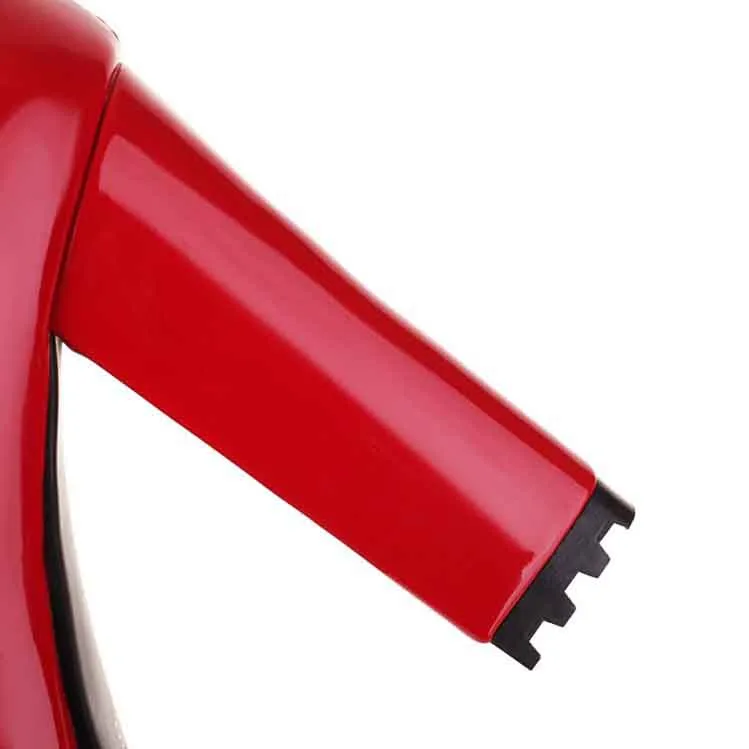 Women's Patent Leather Chunky Heel Knee High Boots