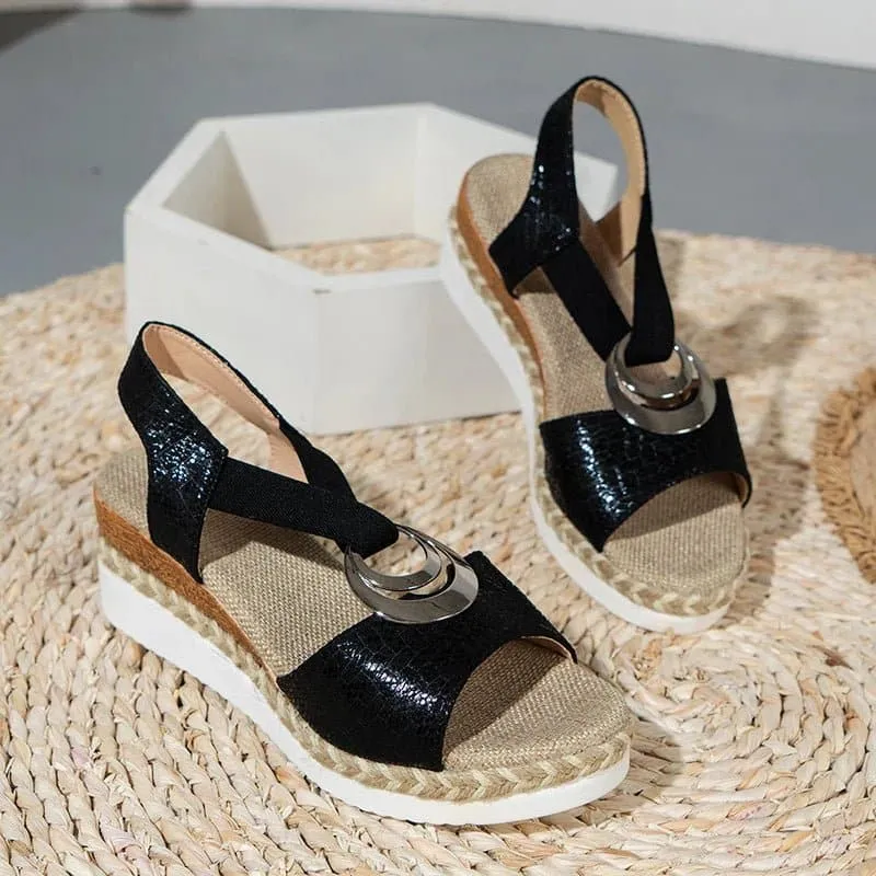 Women's Wedges Sandals | 6cm Heel | PU Upper & Rubber Outsole | Open Toe