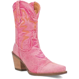 Y'all Need Dolly Distressed Pink Denim Embroidered Boots (DS)