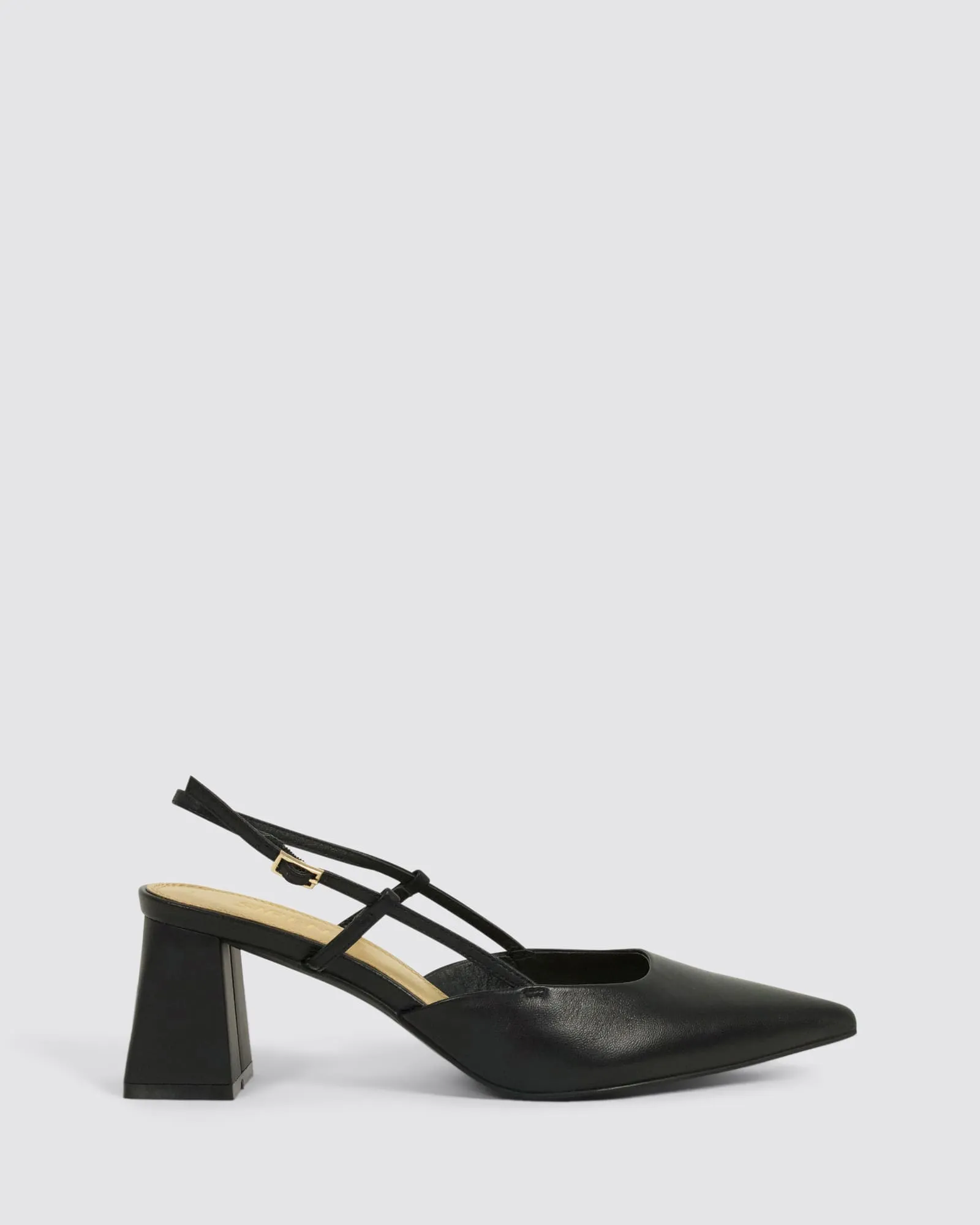 YASMINE SLINGBACK HEELS BLACK LEATHER