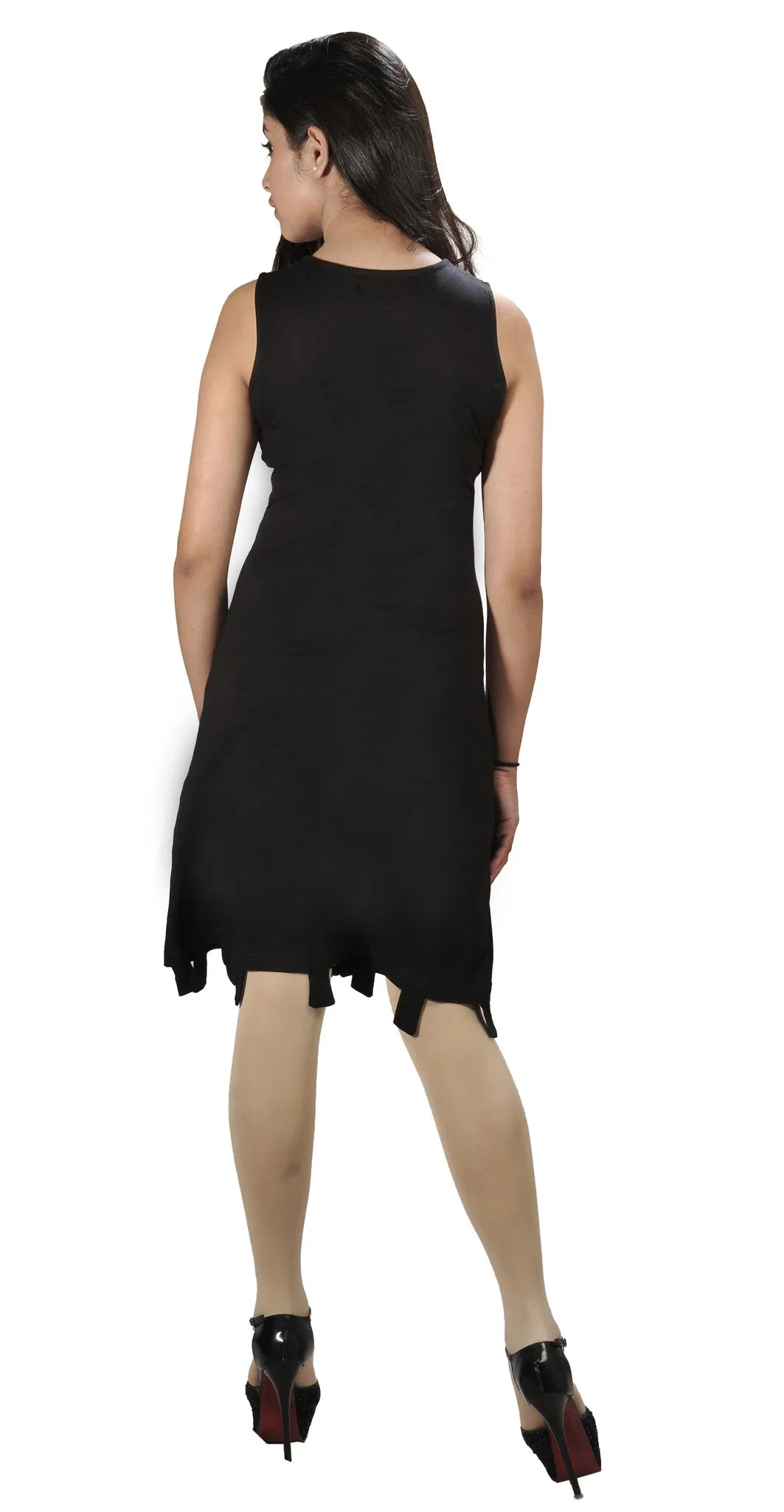 Zip Closure Black Sleeveless Dress.(No Exchange/ No Refund)